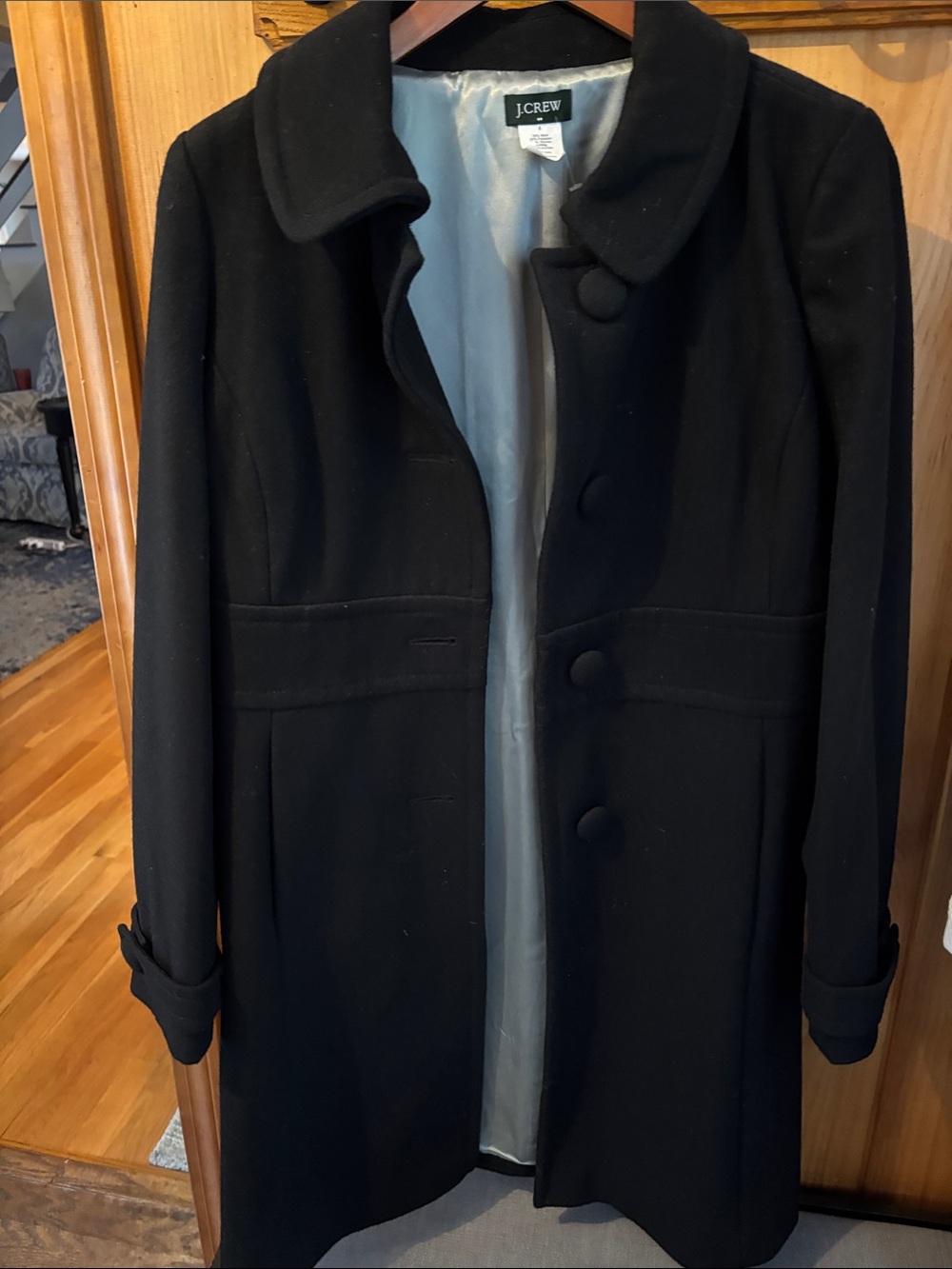 J. Crew Black Wool Blend Single-Breasted Pea Coat